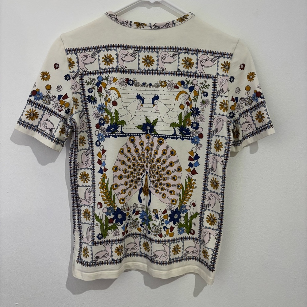 Tory Burch Peacock Rooster Graphic Tee - XS - Picture 6 of 7
